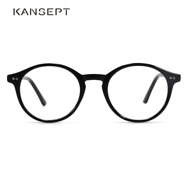 Kansept Unisex Full Rim Round Acetate Titanium Frame Eyeglasses Cp1007 Full Rim Kansept