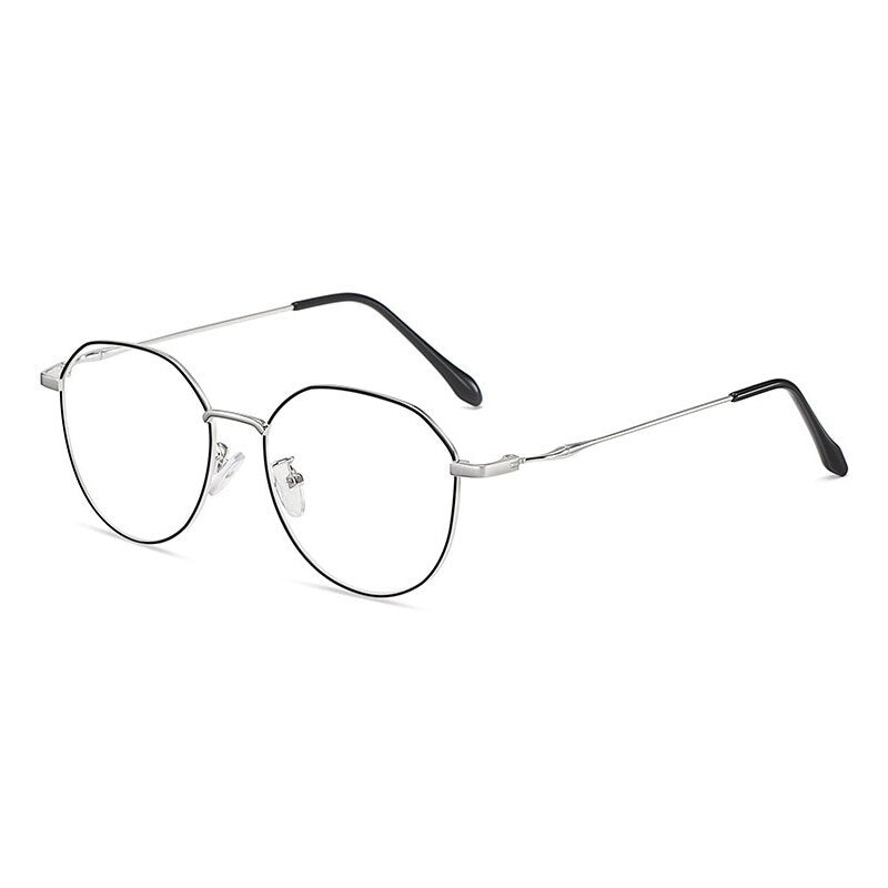 Handoer Unisex Full Rim Polygonal Square Alloy Eyeglasses 1913 Full Rim Handoer BLACK SILVER