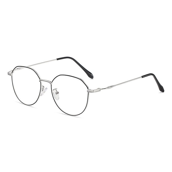 Handoer Unisex Full Rim Polygonal Square Alloy Eyeglasses 1913 Full Rim Handoer BLACK SILVER