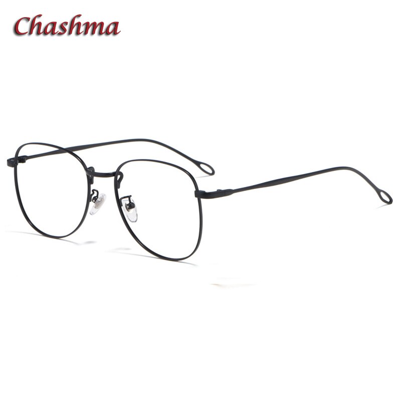 Chashma Ottica Unisex Full Rim Round Square Stainless Steel Eyeglasses Full Rim Chashma Ottica Black