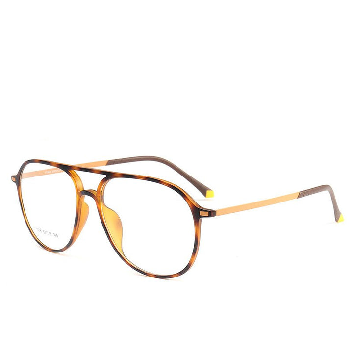 Unisex Double Bridge Acetate Steel Round Full Rim Eyeglasses 1116 Full Rim Bclear