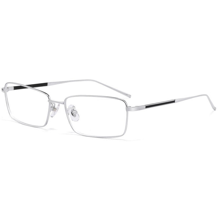 Aissuarvey Titanium Full Rim Frame Men's Rectangular Eyeglasses 1019a Full Rim Aissuarvey Eyeglasses Silver  