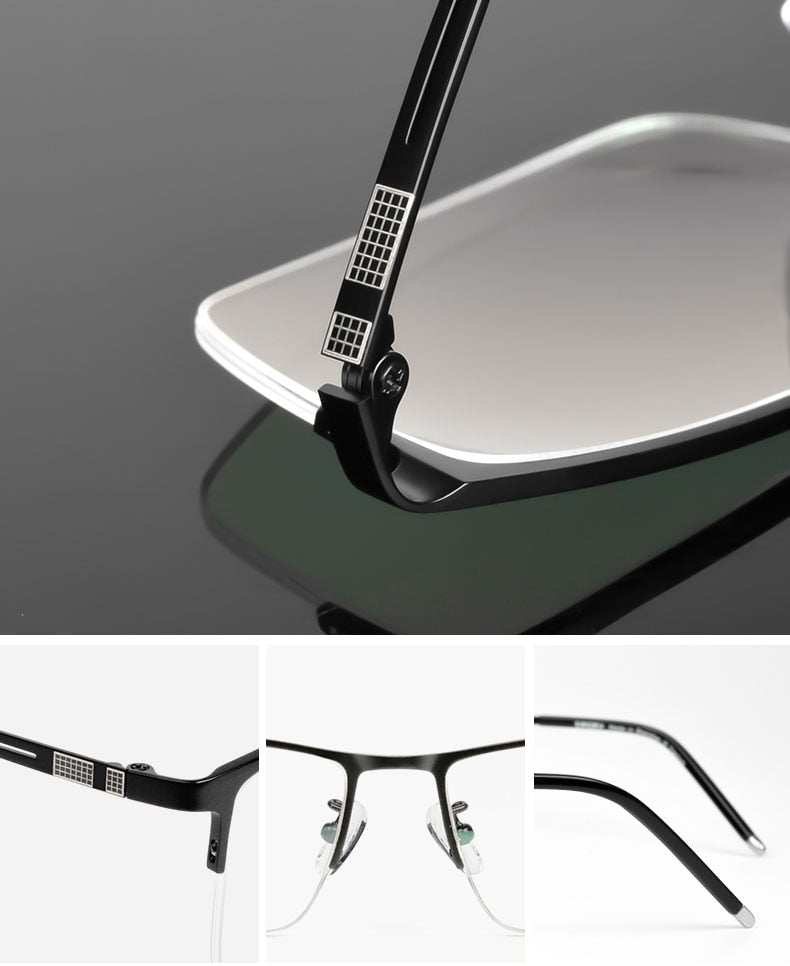 Reven Jate Men's Semi Rim Square Titanium Eyeglasses Ej8606 Semi Rim Reven Jate