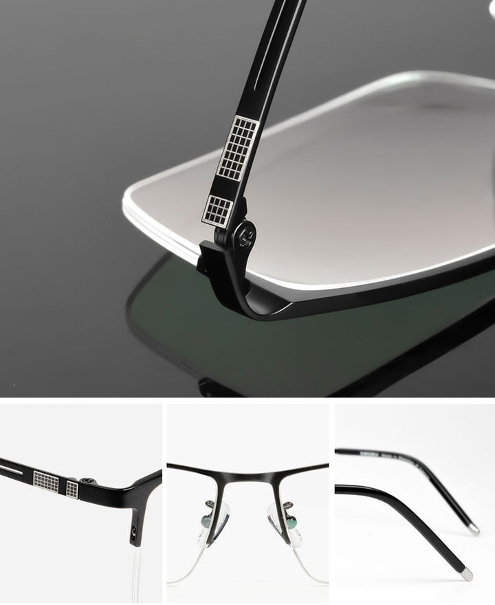 Reven Jate Men's Semi Rim Square Titanium Eyeglasses Ej8606 Semi Rim Reven Jate