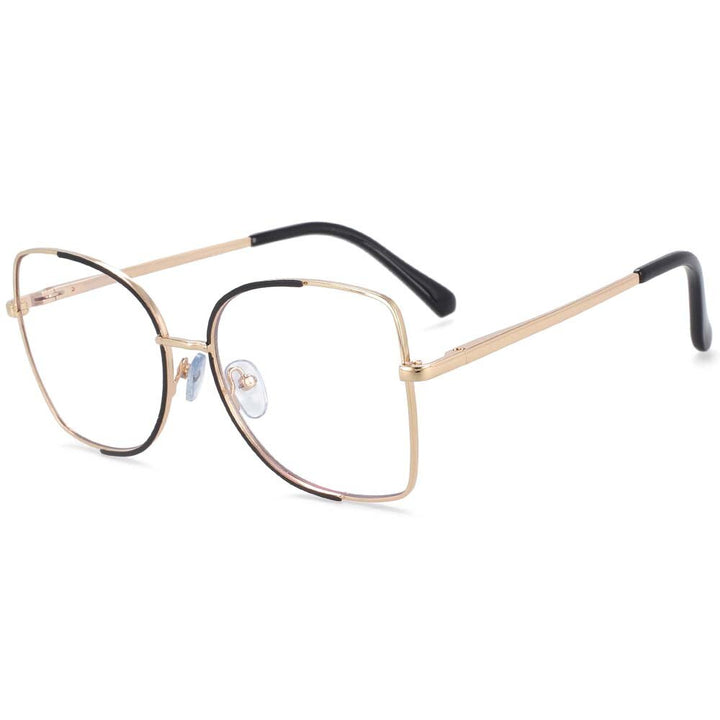 CCspace Unisex Semi Rim Square Alloy Frame Eyeglasses 54079 Semi Rim CCspace China black