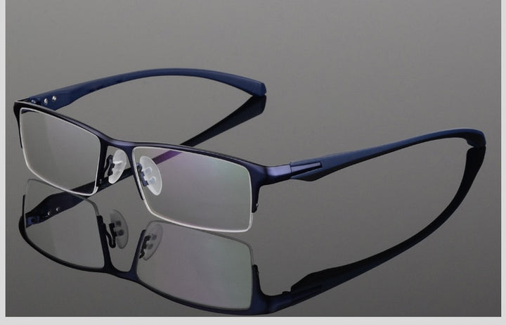 Hotochki Men's Semi Rim IP Electronic Plated Alloy Frame Eyeglasses 9065 Semi Rim Hotochki