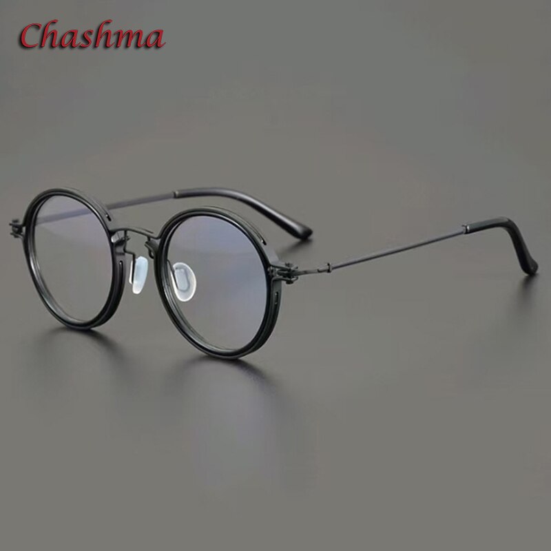 Chashma Ochki Unisex Full Rim Round Titanium Acetate Eyeglasses Z012 Full Rim Chashma Ochki C3  