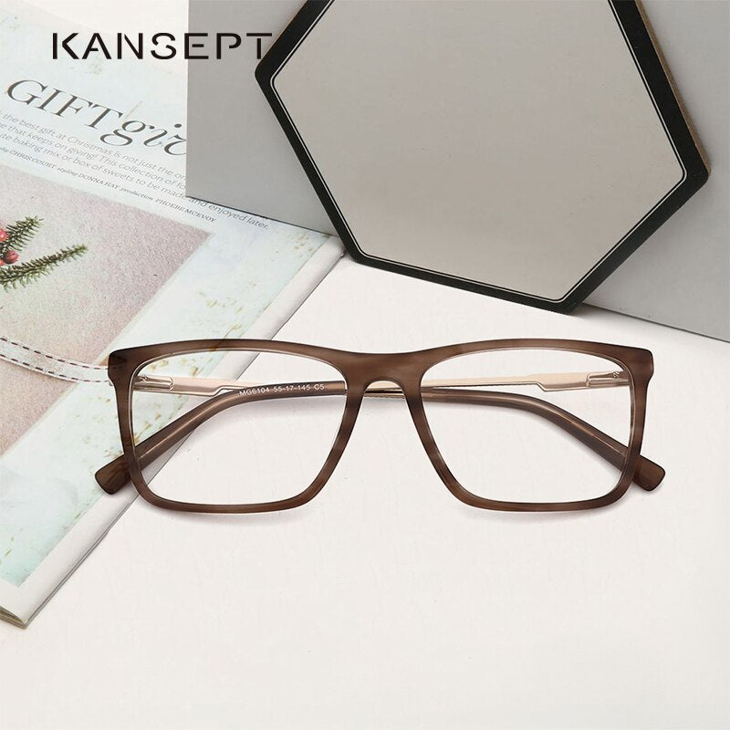 Kansept Men's Full Rim Square Acetate Frame Eyeglasses Mg6104 Full Rim Kansept