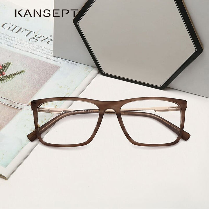 Kansept Men's Full Rim Square Acetate Frame Eyeglasses Mg6104 Full Rim Kansept