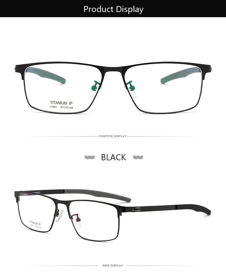 Hotochki Men's Full Rim Titanium Square Frame Eyeglasses F1981 Full Rim Hotochki