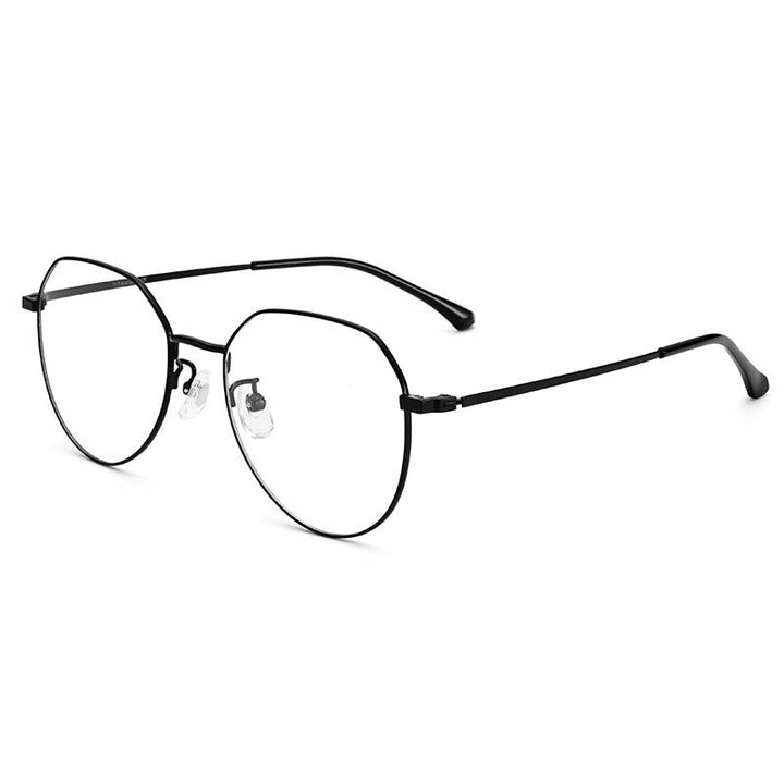 Handoer Unisex Full Rim Oval Round Titanium Eyeglasses 89180 Full Rim Handoer BLACK
