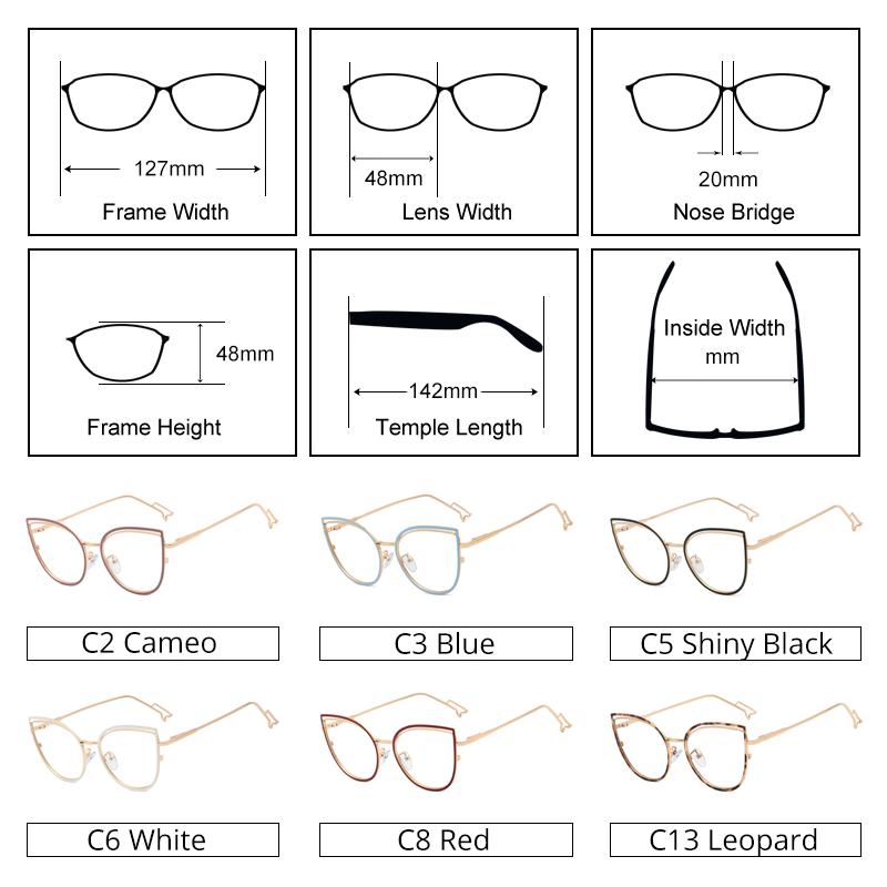 Ralferty Metallic Eyeglass Frame Women Computer Anti Blue Light Glasses Full Rim Ralferty