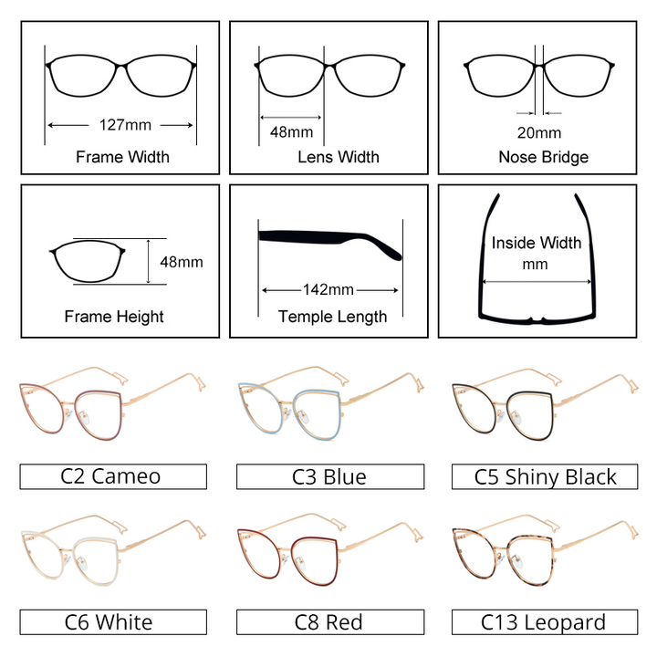 Ralferty Metallic Eyeglass Frame Women Computer Anti Blue Light Glasses Full Rim Ralferty