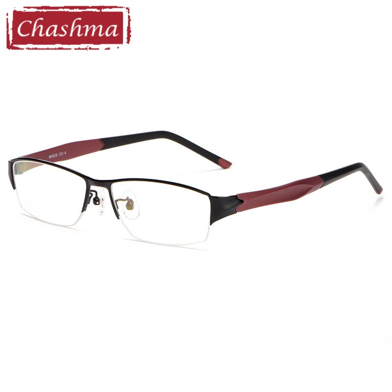 Chashma Men's Semi Rim Square Alloy Eyeglasses 8826 Semi Rim Chashma Black