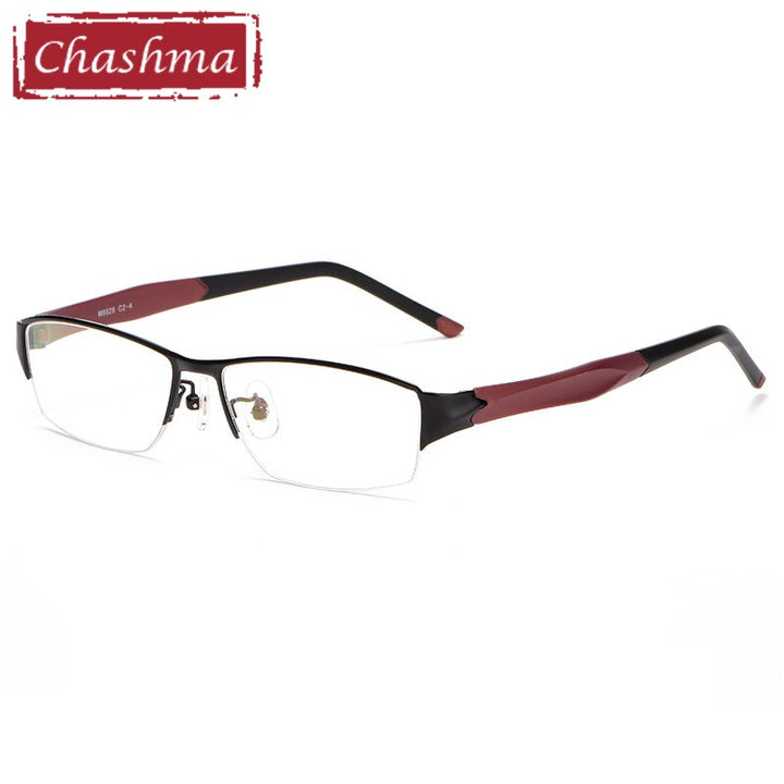Chashma Men's Semi Rim Square Alloy Eyeglasses 8826 Semi Rim Chashma Black