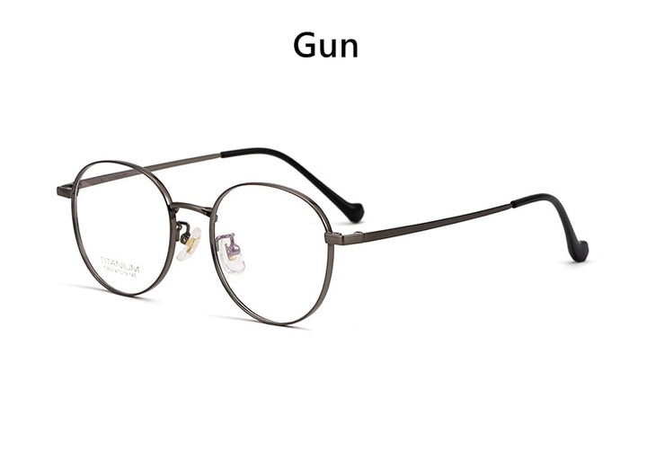 Yimaruili Men's Full Rim Round β Titanium Frame Eyeglasses T3933 Full Rim Yimaruili Eyeglasses
