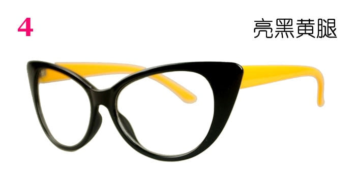 CCspace Unisex Full Rim Cat Eye Tr 90 Titanium Frame Eyeglasses 49197 Full Rim CCspace C4 yellow