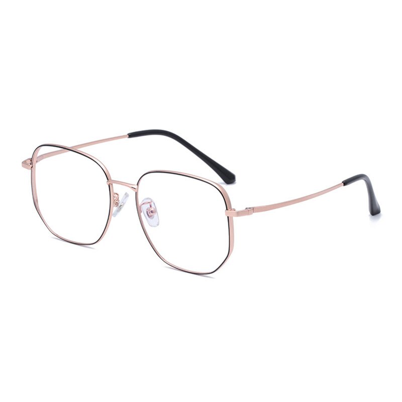 Hotony Unisex Full Rim Polygonal Square Titanium Frame Eyeglasses 1120 Full Rim Hotony Black Rose Gold