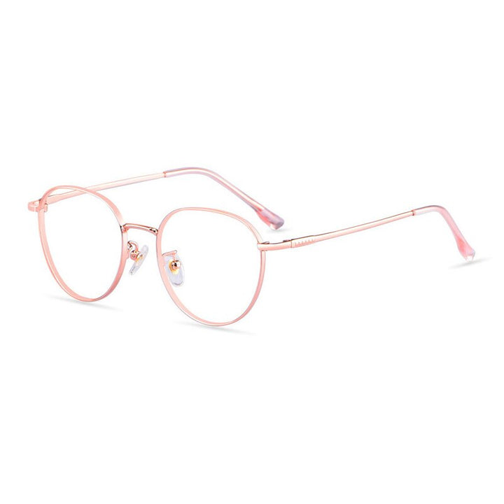 Hotony Unisex Full Rim Titanium Alloy Polygonal Frame Eyeglasses 80047 Full Rim Hotony Rose Gold