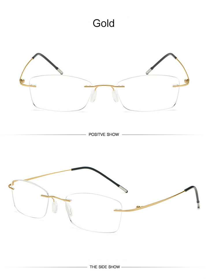 Hdcrafter Unisex Rimless Rectangle Titanium Frame Reading Glasses 8025 Reading Glasses Hdcrafter Eyeglasses