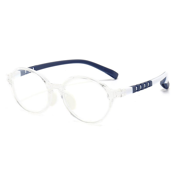 Oveliness Unisex Children's Full Rim Round Tr 90 Silicone Titanium Eyeglasses Trd108 Full Rim Oveliness c4 transparent blue
