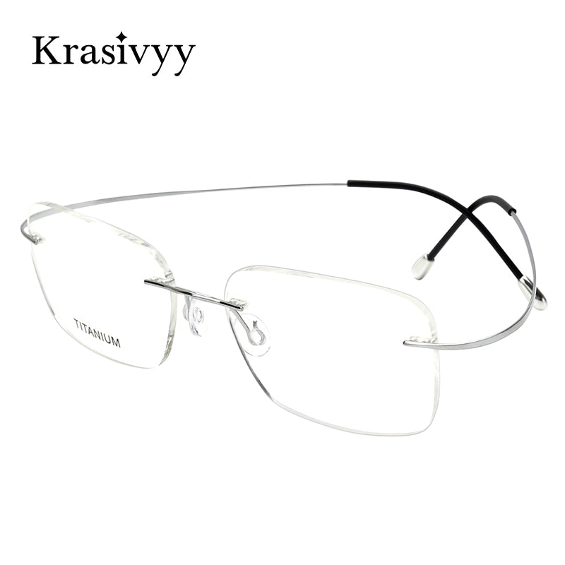 Krasivyy Unisex Rimless Square Screwless Titanium Eyeglasses Kr16016 Rimless Krasivyy