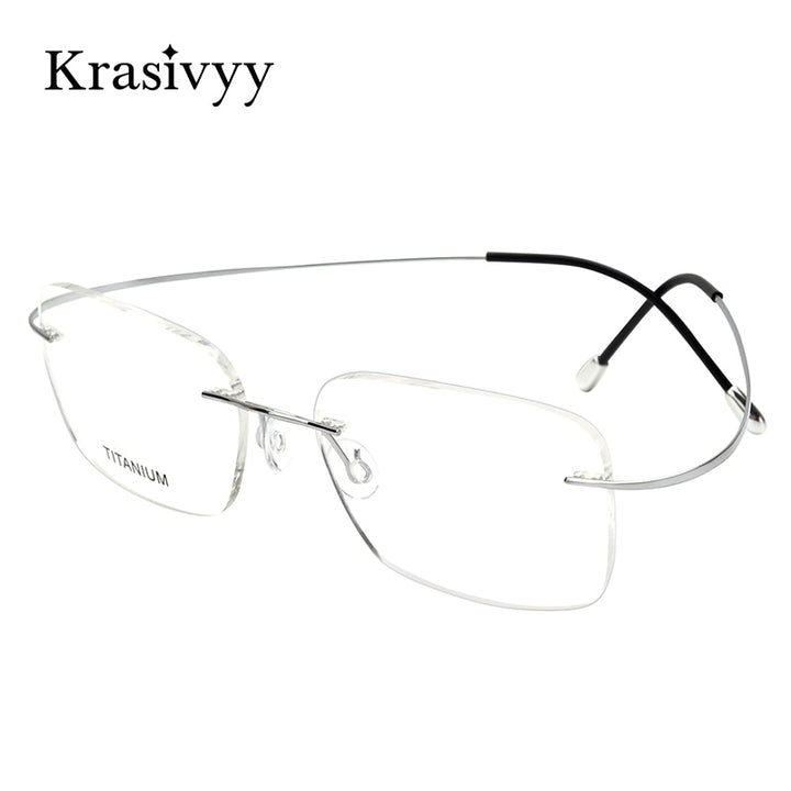 Krasivyy Unisex Rimless Square Screwless Titanium Eyeglasses Kr16016 Rimless Krasivyy