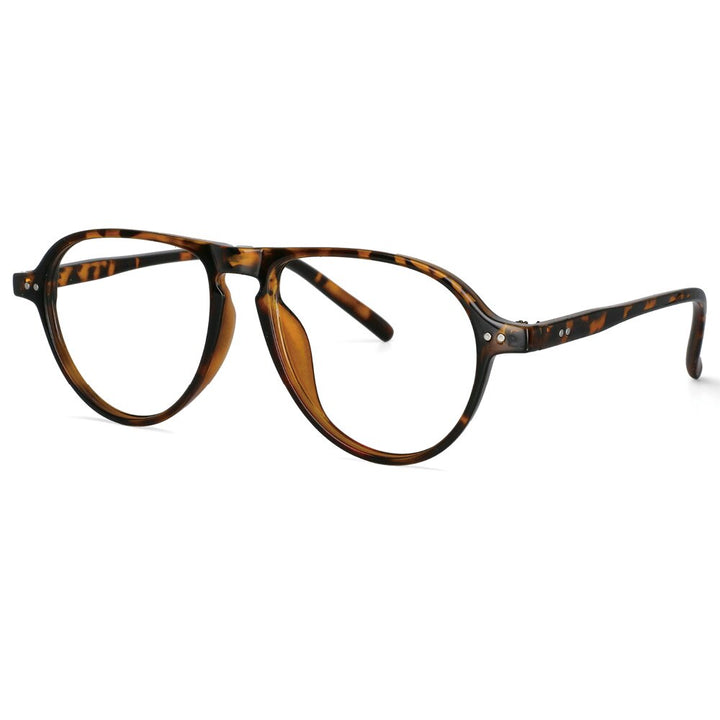 CCspace Unisex Full Rim Oversized Round Resin Frame Eyeglasses 53748 Full Rim CCspace Leopard