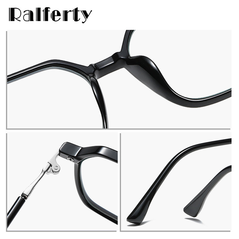 Ralferty Women's Full Rim Irregular Sqare Alloy Acetate Eyeglasses D307 Full Rim Ralferty