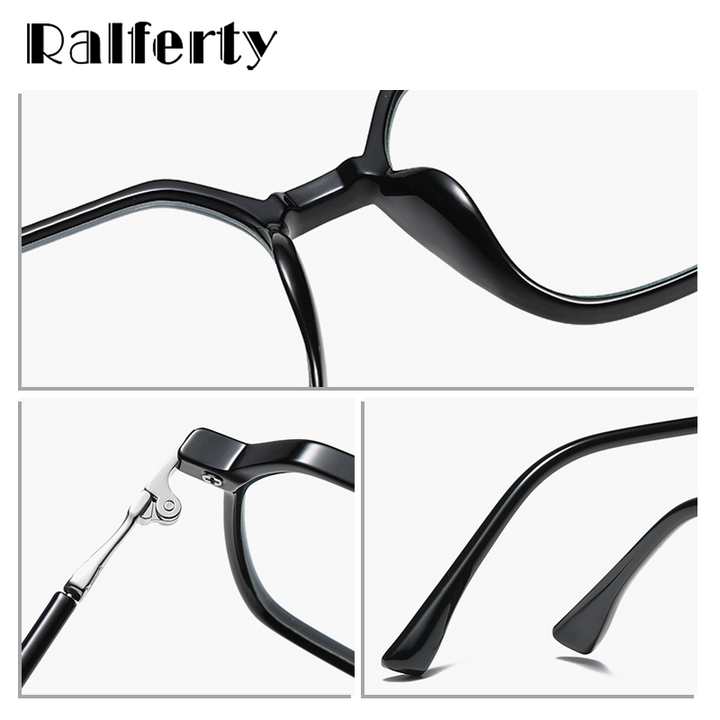 Ralferty Women's Full Rim Irregular Sqare Alloy Acetate Eyeglasses D307 Full Rim Ralferty