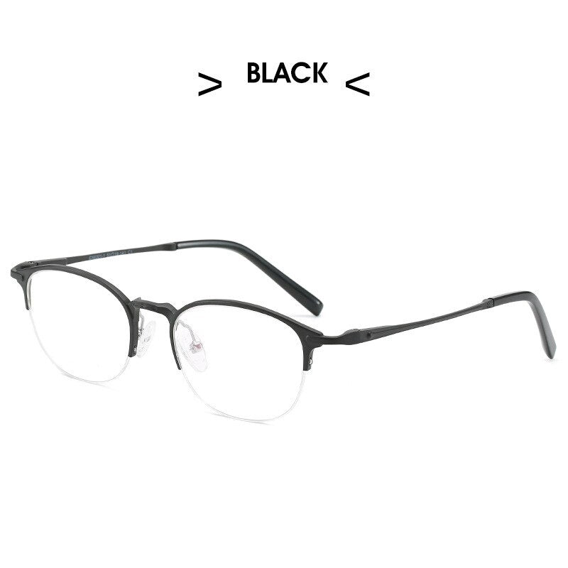 Hdcrafter Unisex Semi Rim Round TR 90 Titanium Frame Eyeglasses 6301 Semi Rim Hdcrafter Eyeglasses black