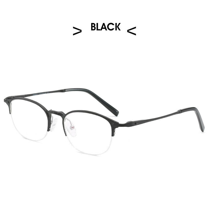 Hdcrafter Unisex Semi Rim Round TR 90 Titanium Frame Eyeglasses 6301 Semi Rim Hdcrafter Eyeglasses black