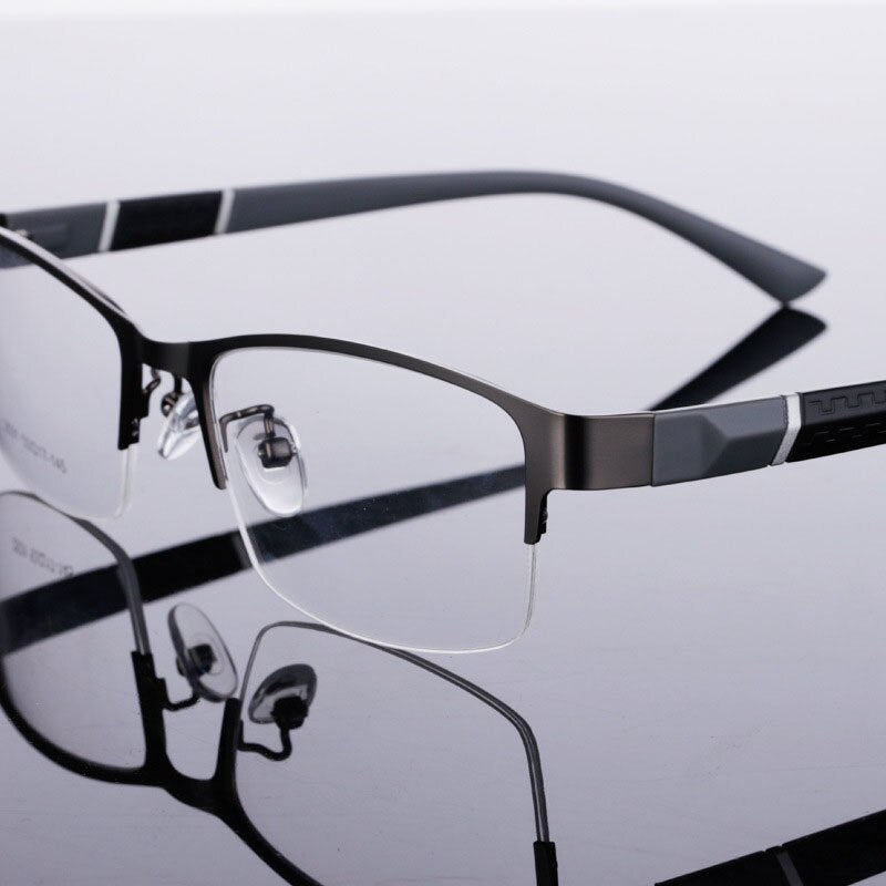 Unisex Half Rim Alloy Tr 90 Temple Eyeglasses 2531 Semi Rim Bclear