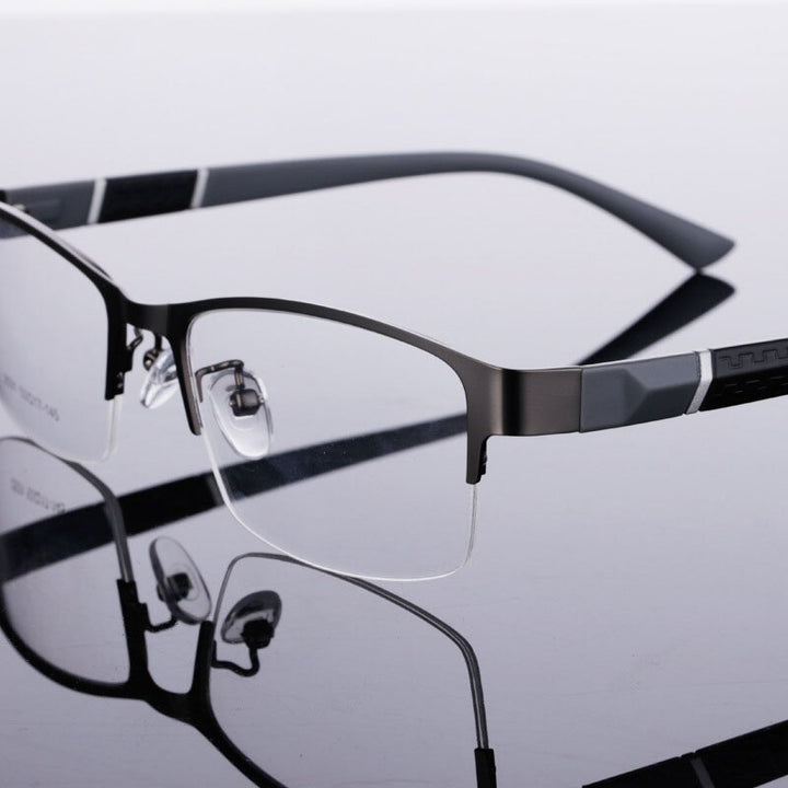Unisex Half Rim Alloy Tr 90 Temple Eyeglasses 2531 Semi Rim Bclear