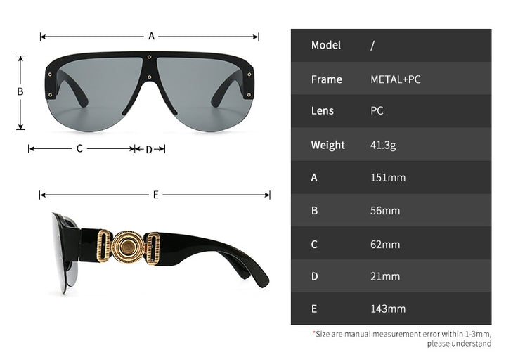 CCspace Unisex Full Rim Oversized Rectangular Resin Frame Sunglasses 46659 Sunglasses CCspace Sunglasses