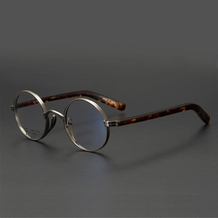 Yujo Unisex Full Rim Thick Round Titanium Acetate Eyeglasses Y041 Full Rim Yujo