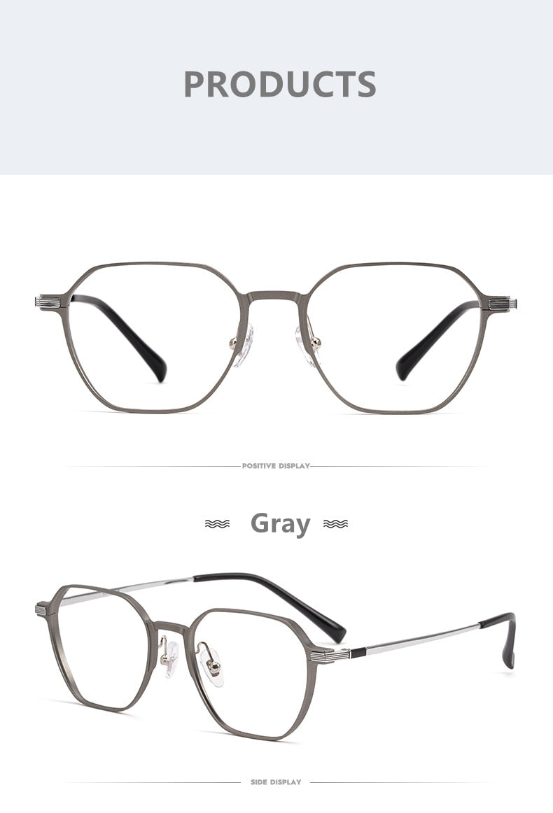 Yimaruili Unisex Full Rim Aluminum Magnesium Polygonal Frame Eyeglasses 5052 Full Rim Yimaruili Eyeglasses