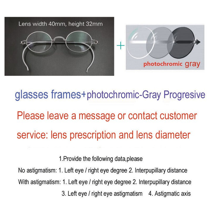 Yujo Unisex Full Rim Eyeglasses Oval Stainless Steel Y011 Full Rim Yujo Gray China
