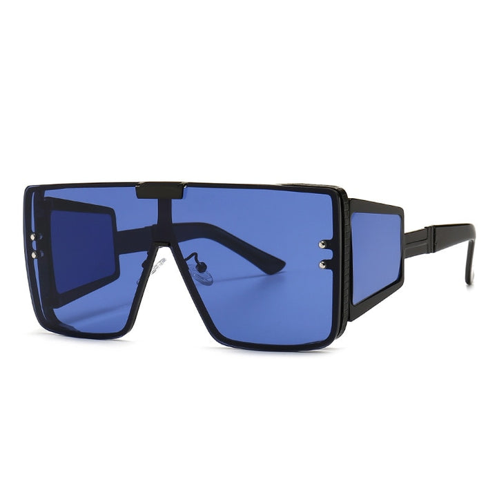 CCspace Unisex Full Rim Oversized Square One Lens Alloy Frame Sunglasses 46588 Sunglasses CCspace Sunglasses C4Blue