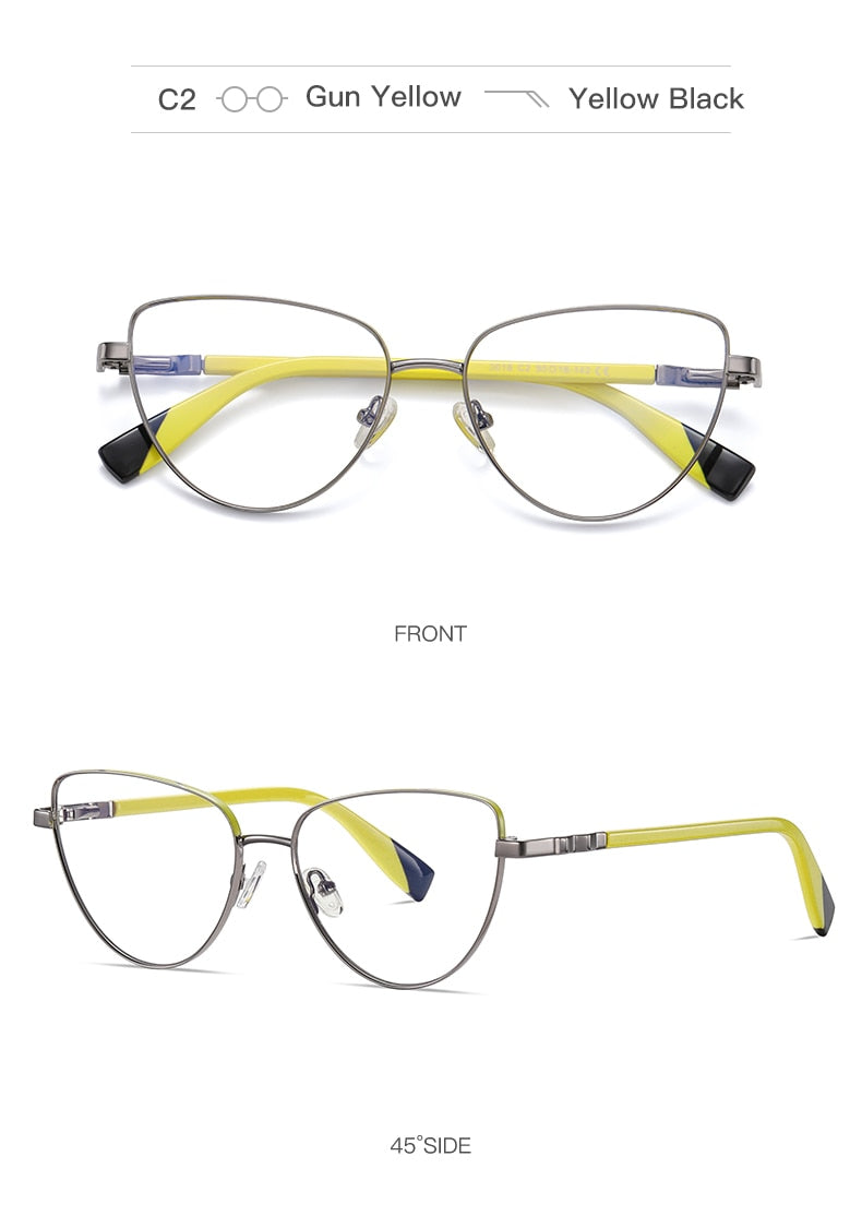 Hotochki Women's Full Rim Cat Eye Alloy Frame Eyeglasses 3018 Full Rim Hotochki