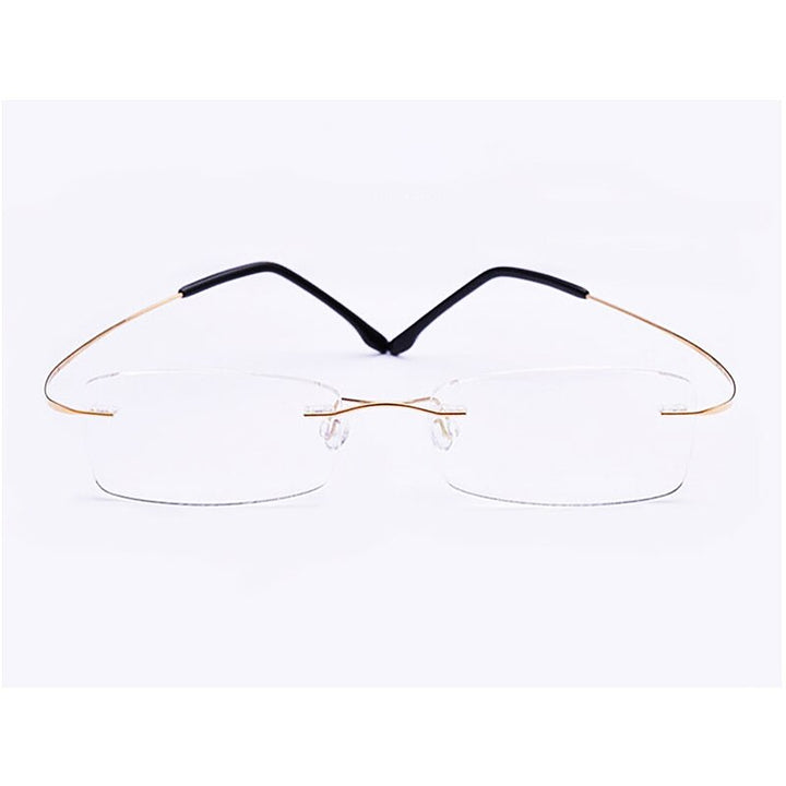 Yimaruili Unisex Rimless TR 90 Resin β Titanium Frame Eyeglasses Rimless Yimaruili Eyeglasses Gold