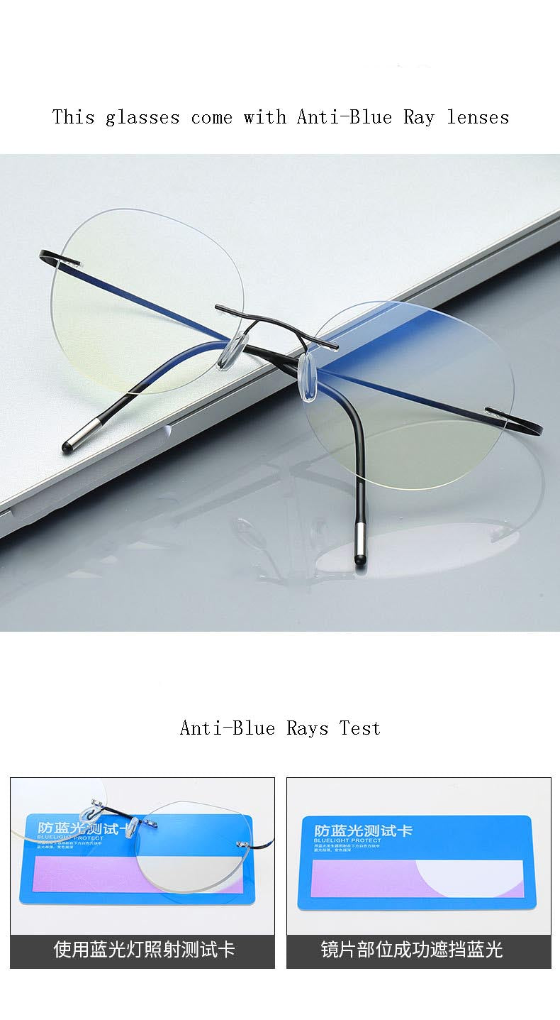 Hdcrafter Unisex Rimless Polygon Round Titanium Frame Eyeglasses 6001-6002 Rimless Hdcrafter Eyeglasses