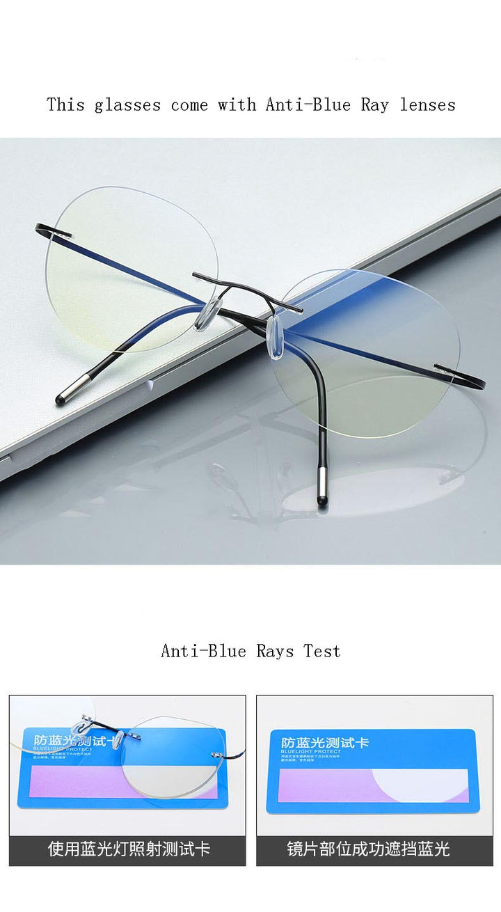 Hdcrafter Unisex Rimless Polygon Round Titanium Frame Eyeglasses 6001-6002 Rimless Hdcrafter Eyeglasses