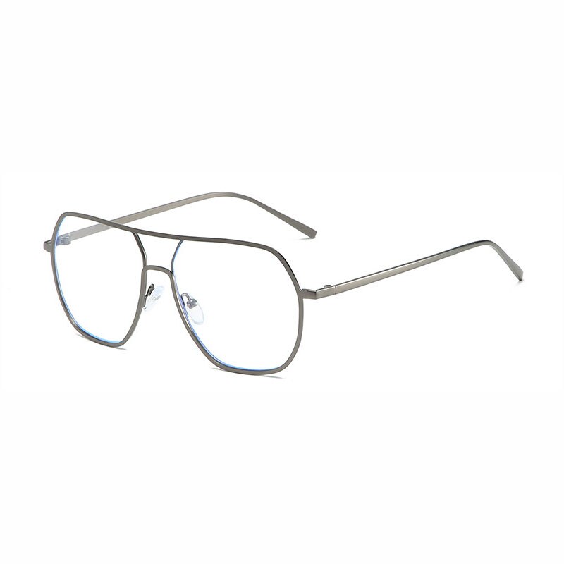 Hotony Unisex Full Rim Double Bridge Polygonal Alloy Frame Eyeglasses 60803 Full Rim Hotony gray