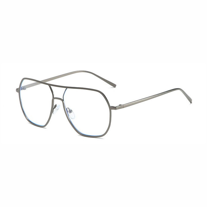 Hotony Unisex Full Rim Double Bridge Polygonal Alloy Frame Eyeglasses 60803 Full Rim Hotony gray