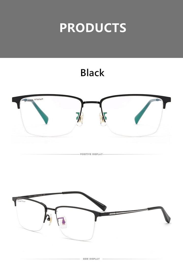 Yimaruili Men's Semi Rim Titanium Frame Eyeglasses 226186 Semi Rim Yimaruili Eyeglasses