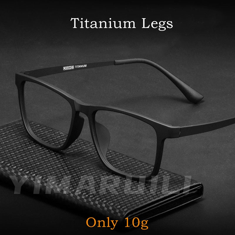 Yimaruili Men's Titanium Full Rim Square Eyeglasses HR3068 Full Rim Yimaruili Eyeglasses
