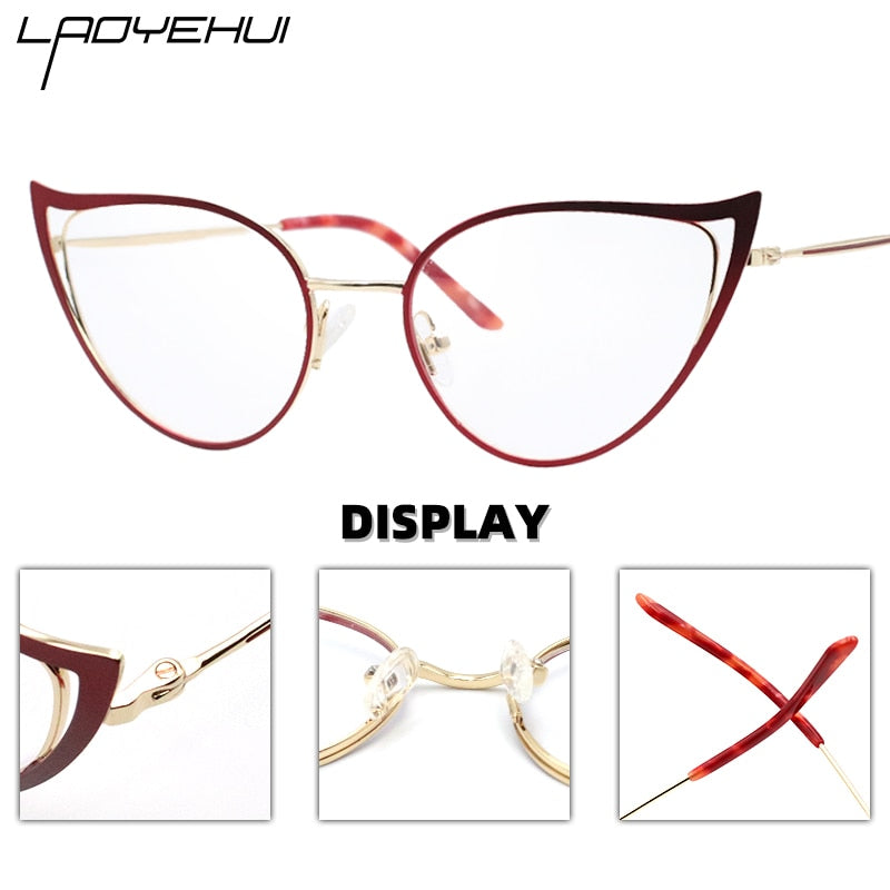 Laoyehui Women's Full Rim Cat Eye Alloy Frame Reading Glasses Anti Blue Light White 90161 Reading Glasses Laoyehui