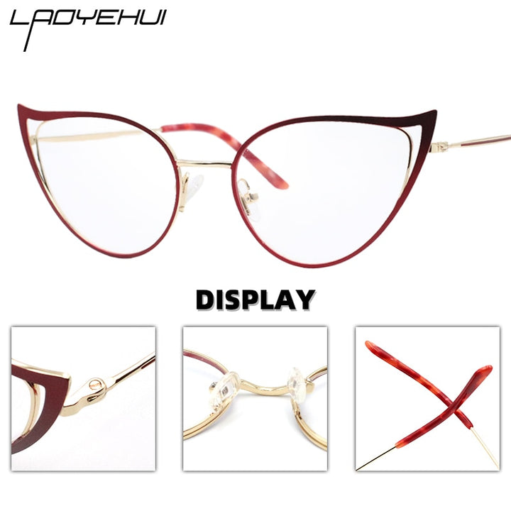 Laoyehui Women's Eyeglasses Cat Eye Alloy Reading Glasses Black White Green 9016 Reading Glasses Laoyehui