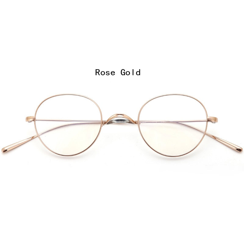 Muzz Unisex Full Rim Round Oval Titanium Frame Eyeglasses Mmmm1241 Full Rim Muzz Rose Gold